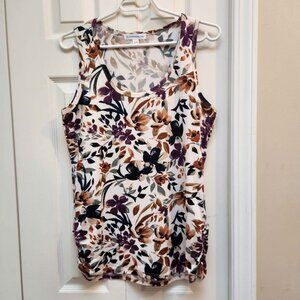 [M] Warehouse One Sleeveless Women's Top Sz Medium brown & white design
